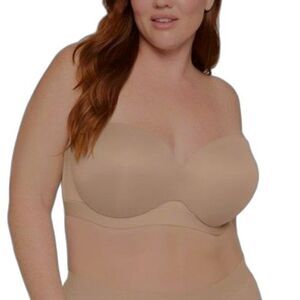 Cacique NWT Women's Tan Lightly Lined Underwire Strapless Bra Size 46DD